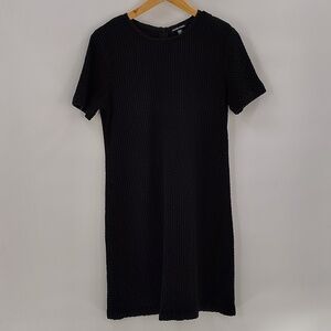 Eileen Fisher Dress Black Honeycomb Size Small Knee Length Stretch Tencel